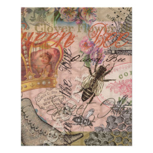 Poster Reine Abeille Vintage Beau Collage