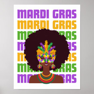 Poster Reine afro MARDI GRAS