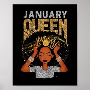 Poster Reine Afro Melanin Fille Prier Anniversaire Noir H