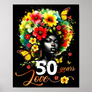 Poster Reine Afro Noire 50 Ans Amour 50e Anniversaire But