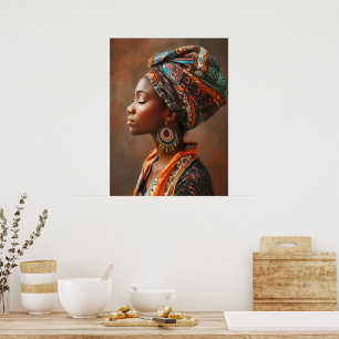 Poster Reine Boho : Dame africaine dans le mur traditionn
