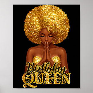 Poster reine d'anniversaire femme priant fille noire afro