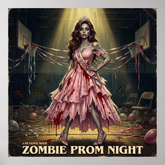 Poster Reine de la soirée de bal des zombies vintage