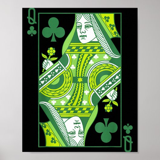 Poster Reine de trèfle carte jour de saint patrick botani (Devant)