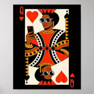 Poster Reine Des Cœurs Carte Femme Noire Fierté De La Mél