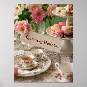 Poster reine des cœurs élégante tasse de thé florale 