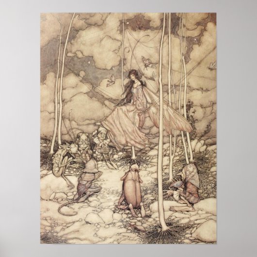 Poster Reine des fées aux tons sépia avec Créature (Devant)