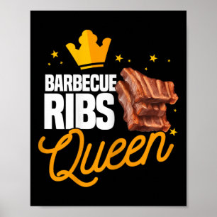 Poster Reine drôle de ribs Rbecue Barbecue Assaisonnement