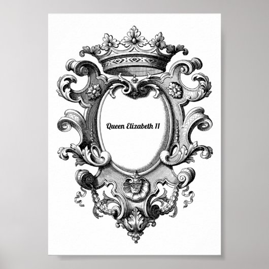 Poster Reine Elizabeth 11 Couronne Vintage (Devant)