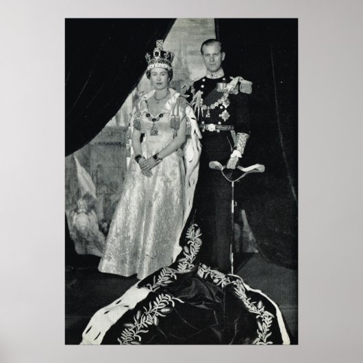 Poster Reine Elizabeth II et Prince Philip (Devant)