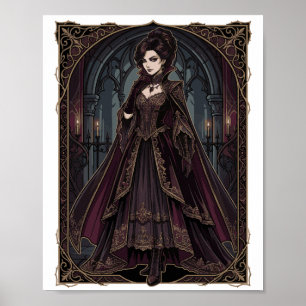 Poster Reine Gothique Élégante Art Sombre Victorien - Fan