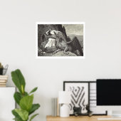 Poster Reine médiévale et son dragon de pois (Bureau à domicile)