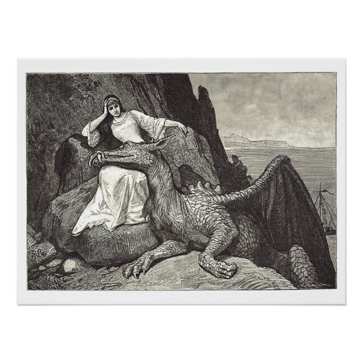 Poster Reine Médiévale & Pet Dragon Parfait (Devant)