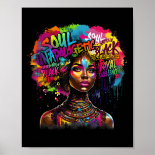 Poster Reine Noire Afro Mélamine Gouttante Mois de l'Hist