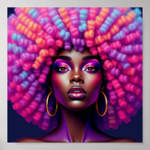 Poster Reine noire, afrocentrique, magnifique noire, femm