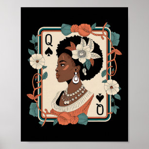 Poster Reine Noire Carte de Poker Mois de l'Histoire des 