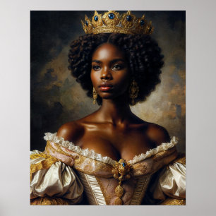 Poster Reine noire portant une couronne d'art