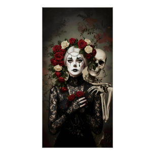 Poster Reine Rose Gothique – Art Romantique Sombre