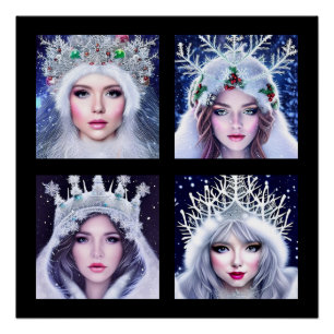 Poster Reines de Neige Merveilleux Monde Hivernal