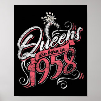 Poster Reines féminines nées en 1958 Cadeaux Bday 65e
