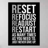 Poster Réinitialiser Réajuster - Gym, Hustle, Succès (Devant)
