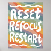 Poster RÉINITIALISER REFOCUS REDÉMARRER Lettres de bulles (Devant)