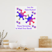 Poster Rejoignez Germ Busters - Lavez-vous les mains! Pla (Cuisine)