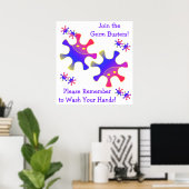 Poster Rejoignez Germ Busters - Lavez-vous les mains! Pla (Bureau à domicile)