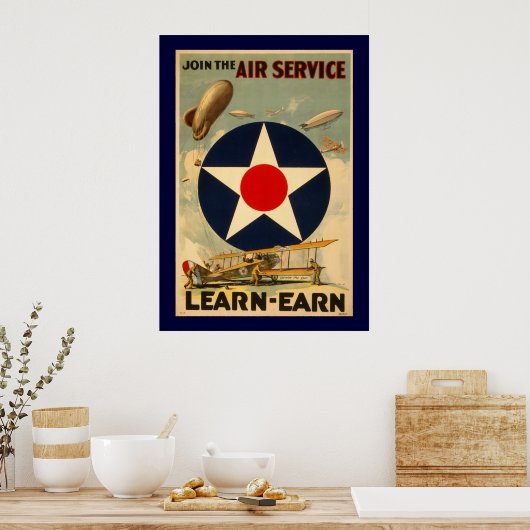 Poster Rejoignez Le Service Aérien "Apprendre-Gagner" (Fr (Cuisine)