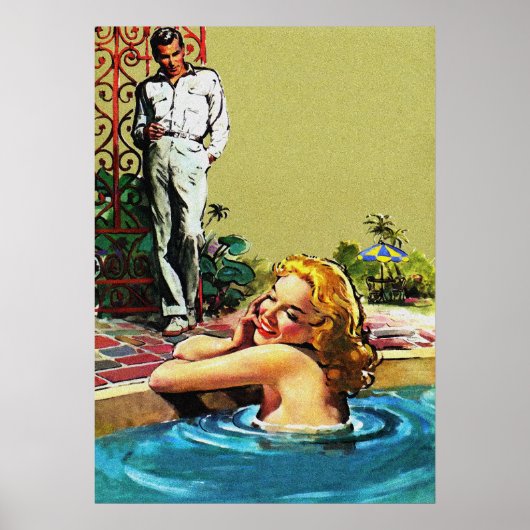 Poster Rejoignez-Moi Dans La Piscine Vintage Pulp Cover A (Devant)
