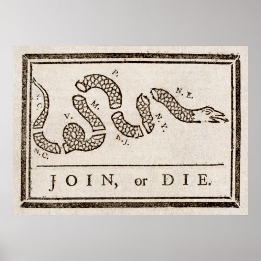 Poster Rejoignez ou Meure Serpent à sonnette : Dessin ani (Devant)