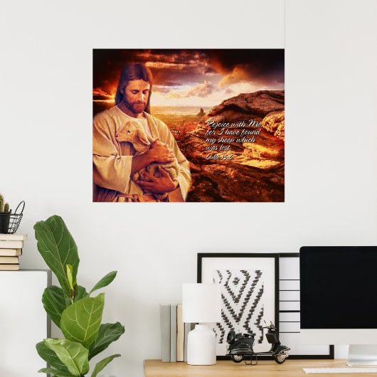 Poster Réjouissez-vous avec moi. Luc 15:6 Imprimer (Bureau à domicile)