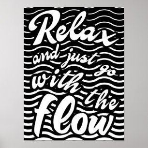 Poster Relax et aller avec le flux, version vagues