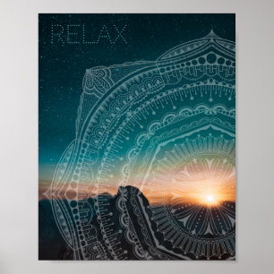 Poster Relax Mandala Overlay Starry Sky Sunset photo