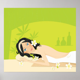 Poster Relaxant Spa Zen Femme Bien-être Tropical