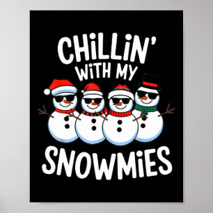 Poster Relaxation avec mes Snowmies bonhomme de neige Noë