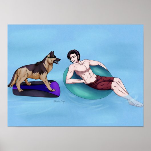 Poster Relaxation dans la piscine (Devant)