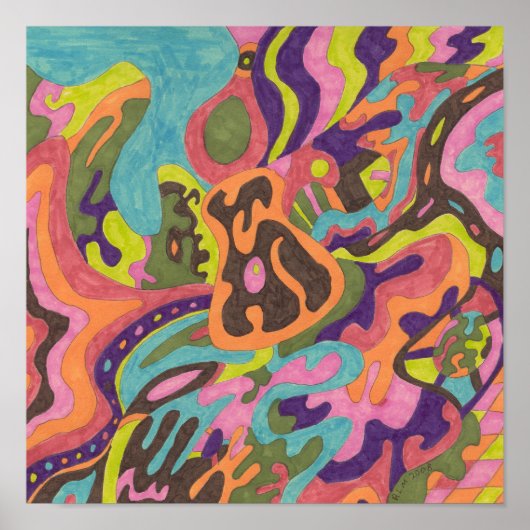 Poster "Release" Original Abstrait 12x12 (Devant)