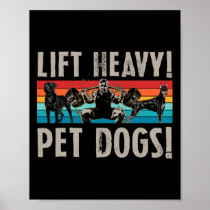 Poster Relève Rétro Lourds Chiens de Compagnie Bodybuildi