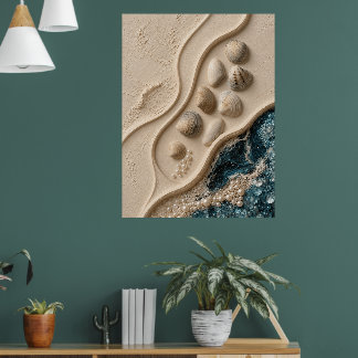 Poster Relief mural en plâtre sculpté minimaliste –