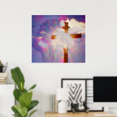 Poster religieux de Pâques - Jésus et Croix (Bureau à domicile)