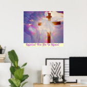 Poster religieux de Pâques - Jésus et Croix (Bureau à domicile)
