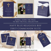 Poster Religieux Marine Bleu Garçon Première Communion Bi