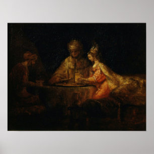 Poster Rembrandt - Ahasuerus Haman et Esther