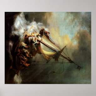 Poster Rembrandt Art Painting Christ in the Storm