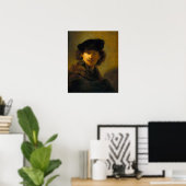 Poster Rembrandt - Autoportrait Avec Beret Velours (Bureau à domicile)