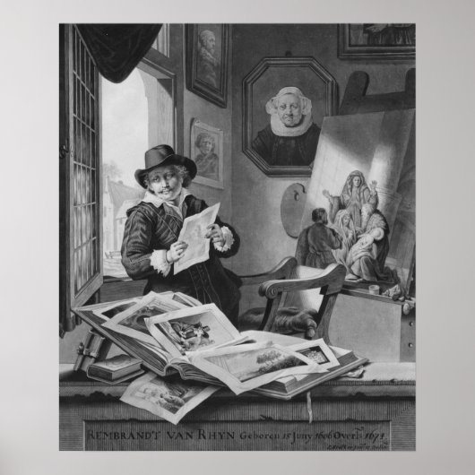 Poster Rembrandt dans son studio (Devant)