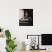 Poster Rembrandt - Dessin Autoportrait À La Fenêtre (Bureau à domicile)