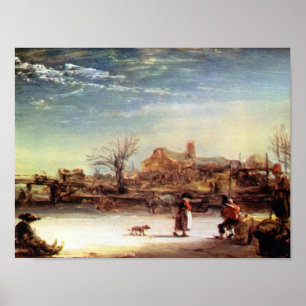 Poster Rembrandt Harmenszoon van Rijn - paysage d'hiver