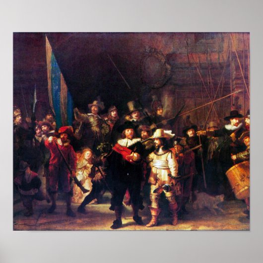 Poster Rembrandt Harmenszoon van Rijn - Veille nocturne (Devant)